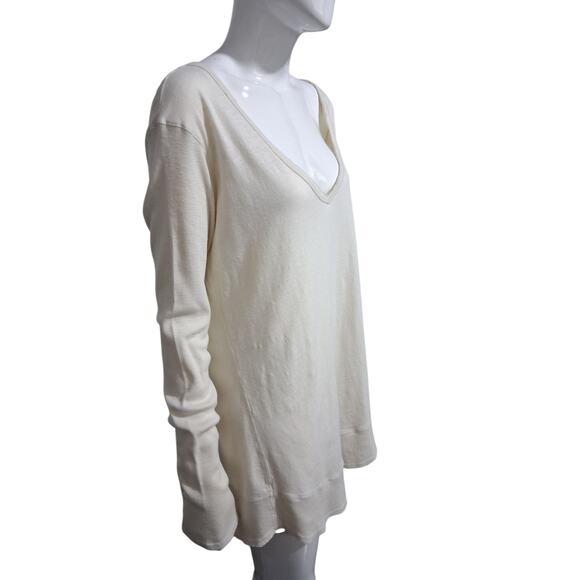 Free People Grungecore RawHwm Women's size Large Ribbed Distressed Academia Top - Picture 5 of 9